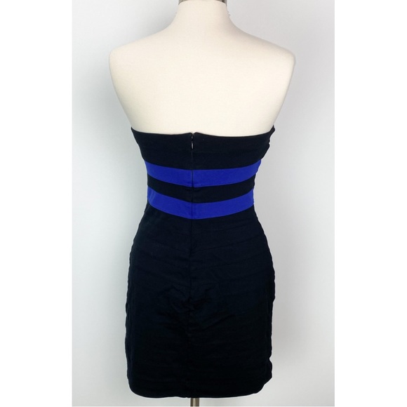 Express Bodycon Strapless Bandage Dress in Black Blue Size Medium - Picture 2 of 7